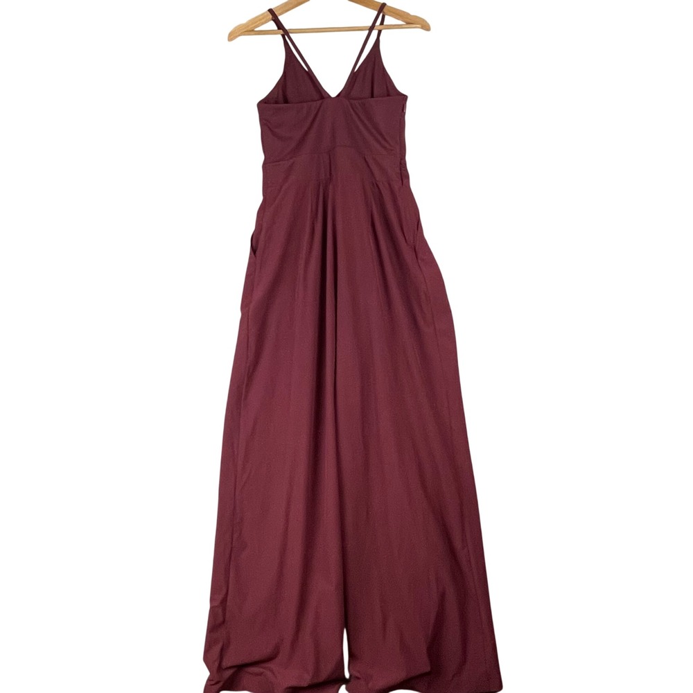 Halara Burgundy Backless V Neck Wide Leg Jumpsuit Small NWT - Picture 3 of 8